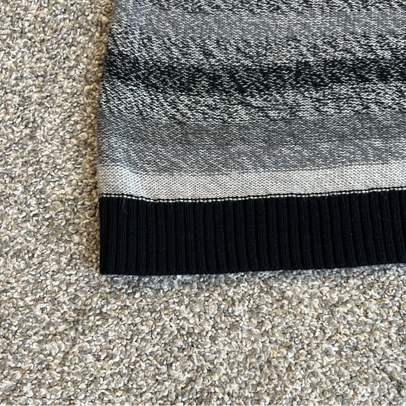 Eddie Bauer Black Grey Stripe 1/4 Zip Up Cotton Knit Sweater, Size Large - Picture 3 of 9